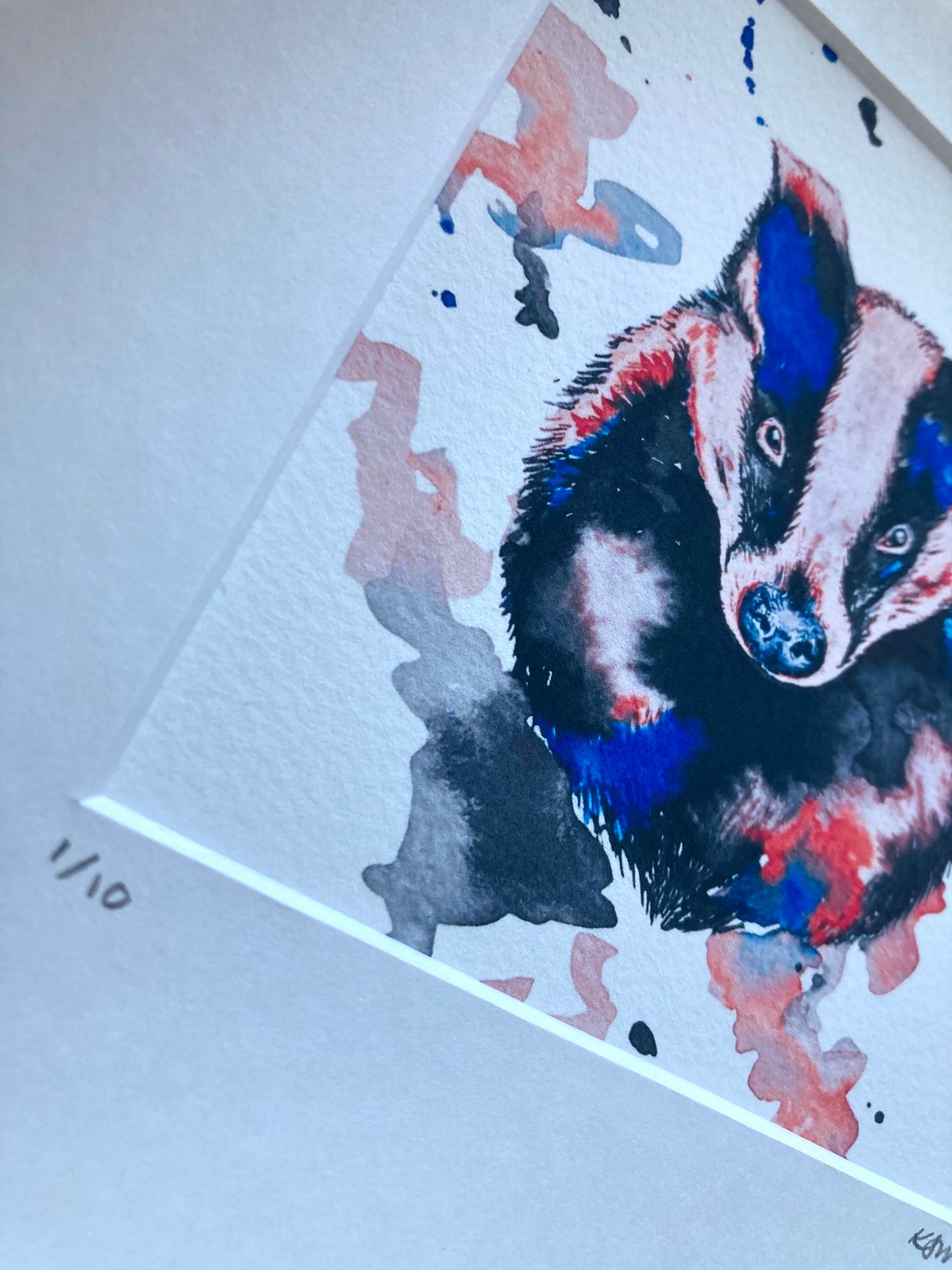 Watercolour Badger Fine Art Print *Seconds*