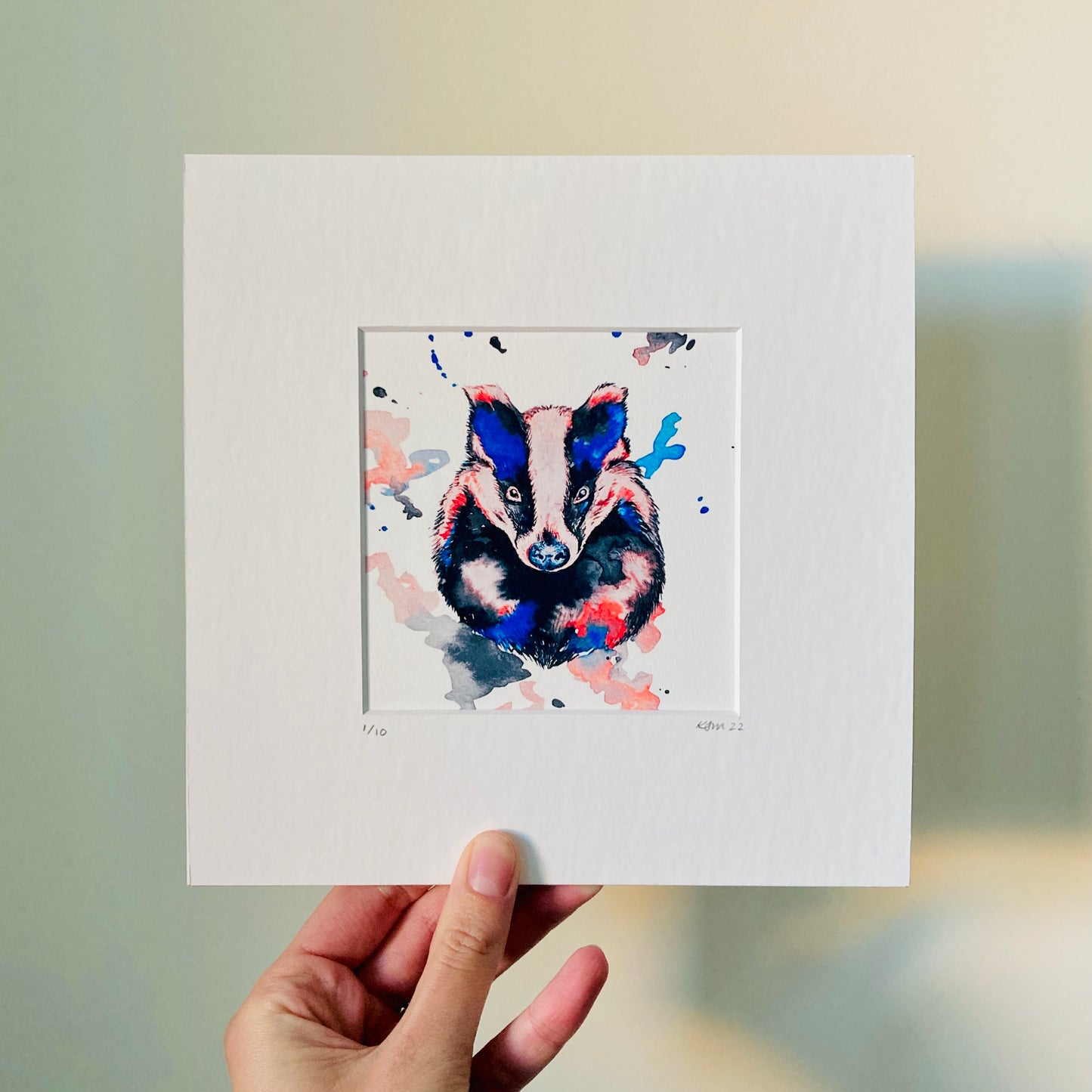 Watercolour Badger Fine Art Print *Seconds*