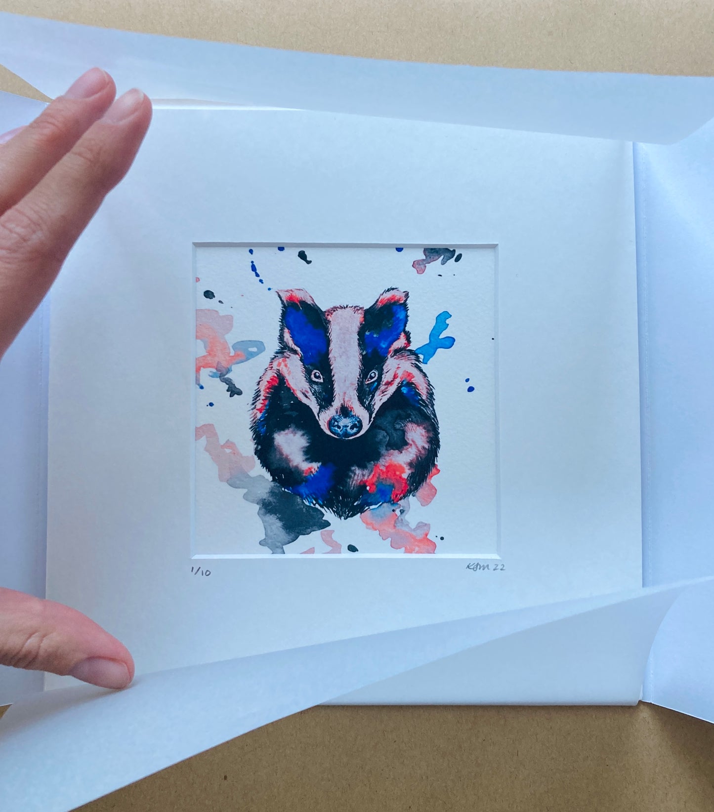 Watercolour Badger Fine Art Print *Seconds*