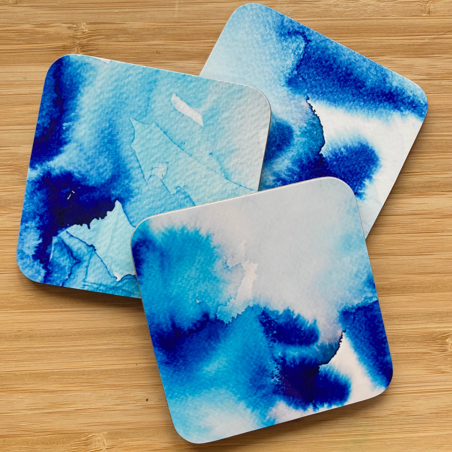 Norway Blue Watercolour Coasters - Pack of 4