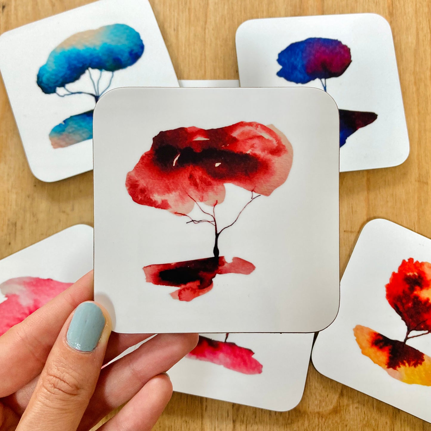 Watercolour Tree Coasters - Pack of 4