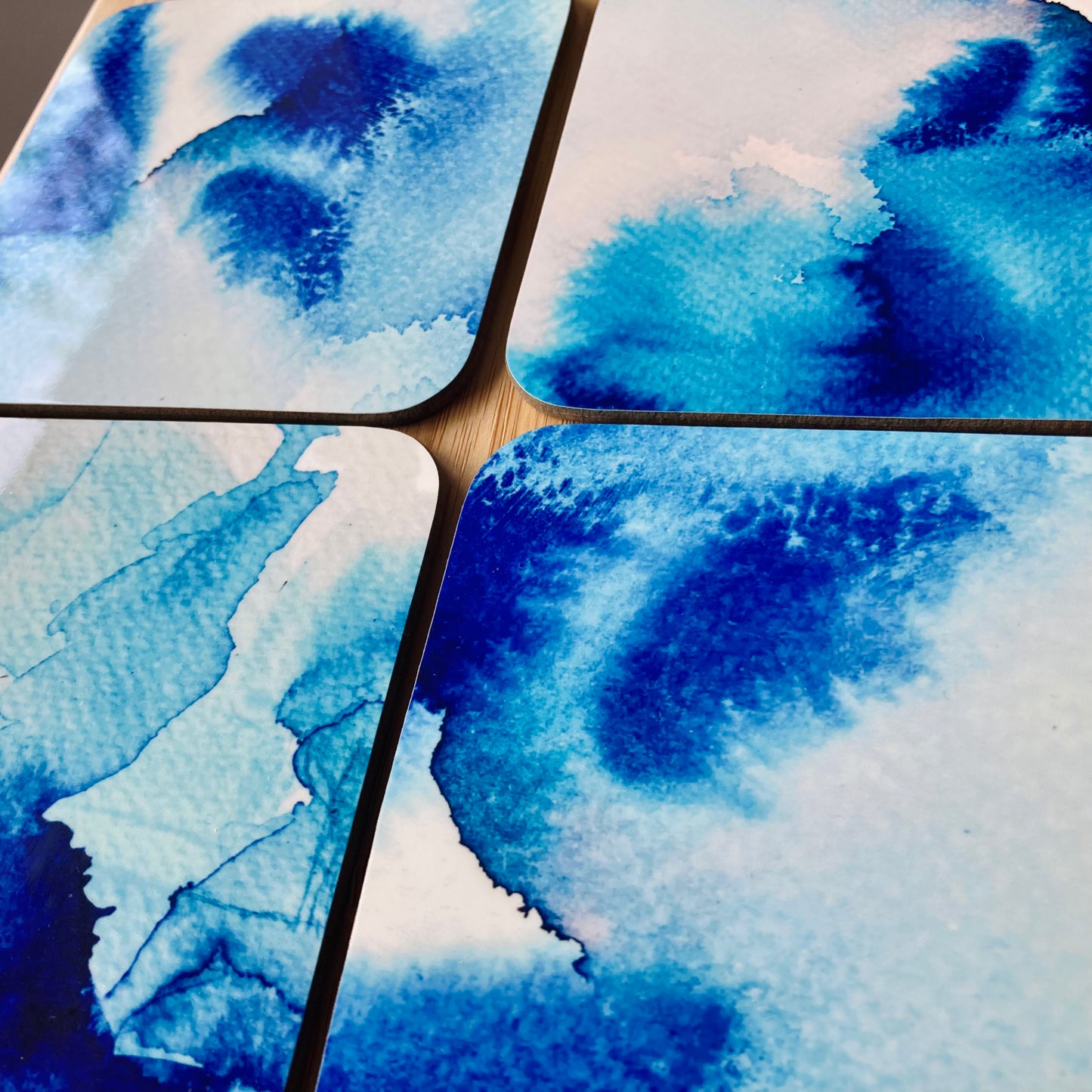 Norway Blue Watercolour Coasters - Pack of 4