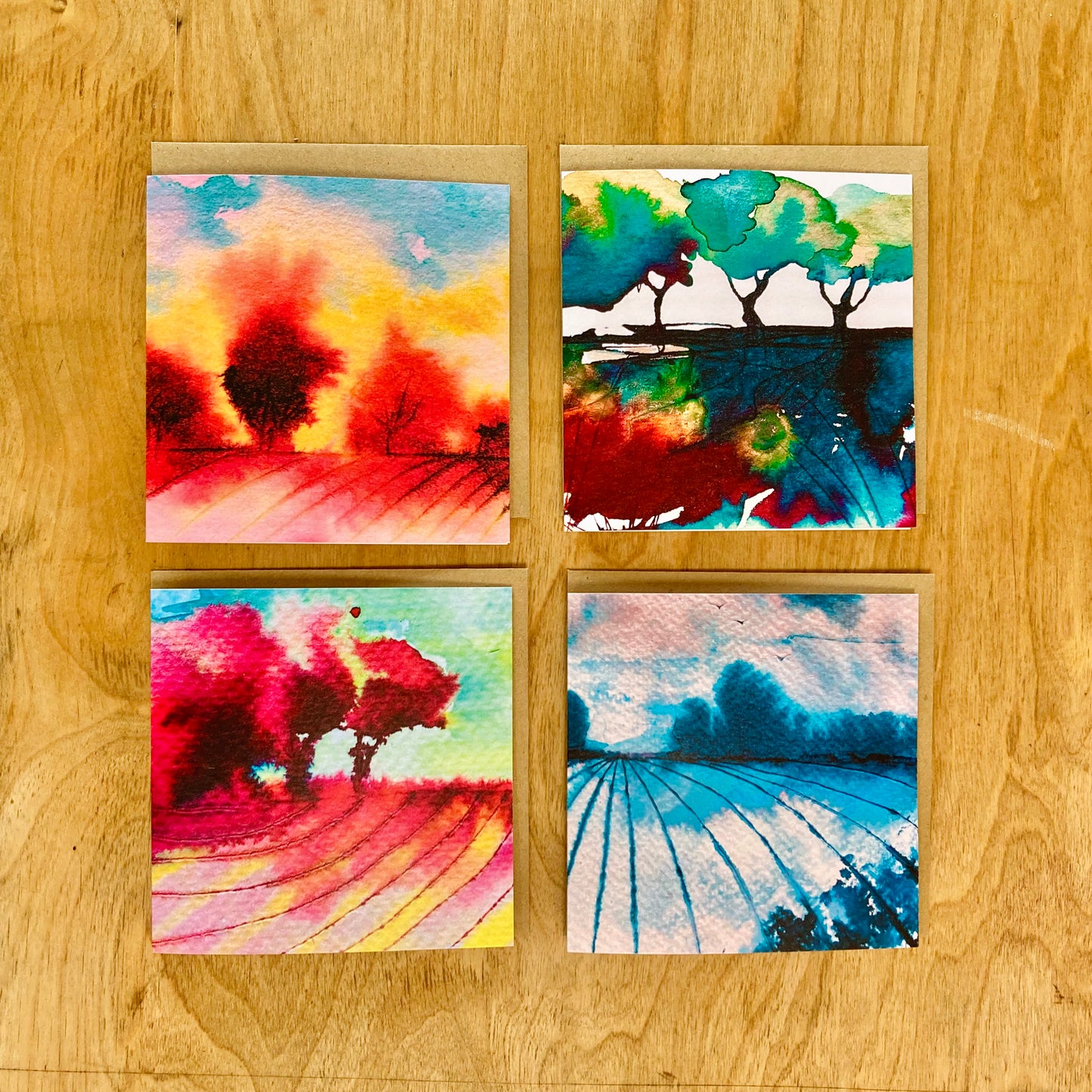 Watercolour Landscapes Pack of 4 Greetings Cards