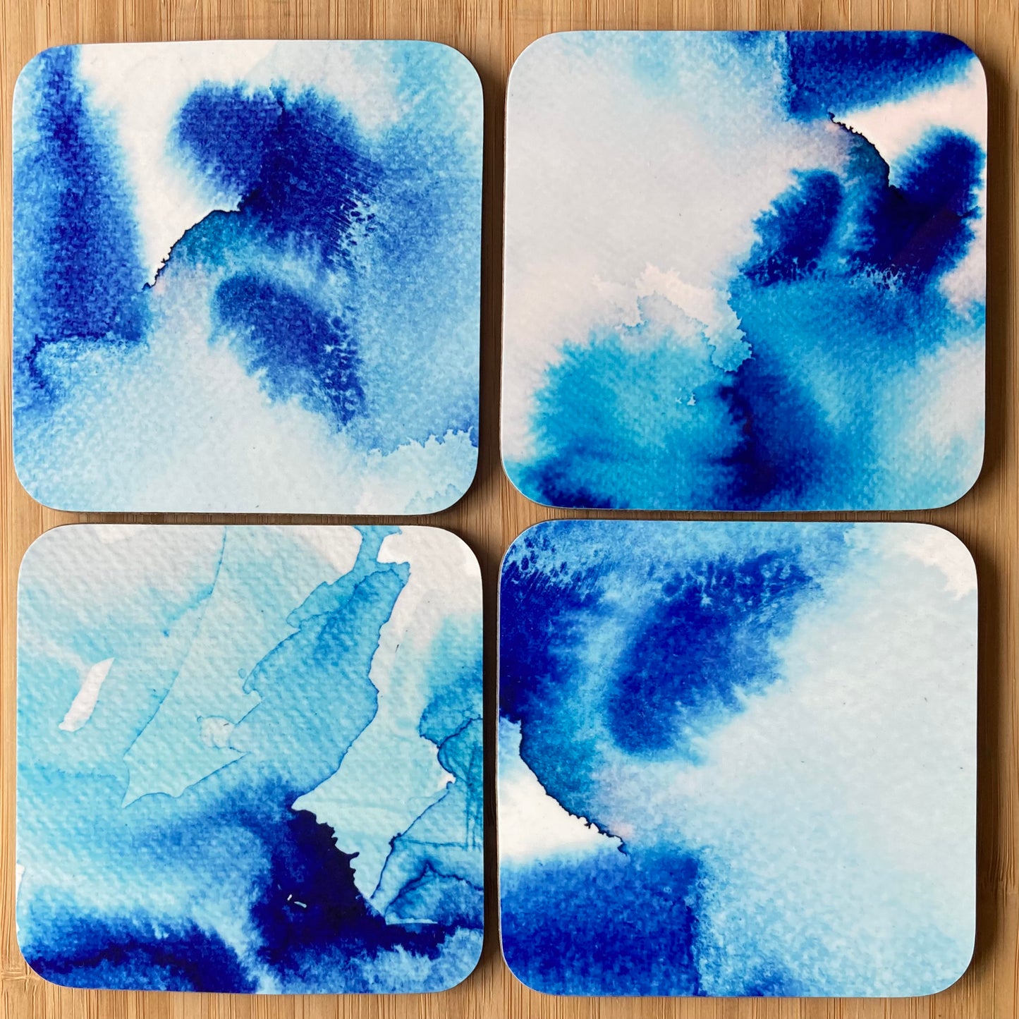 Norway Blue Watercolour Coasters - Pack of 4