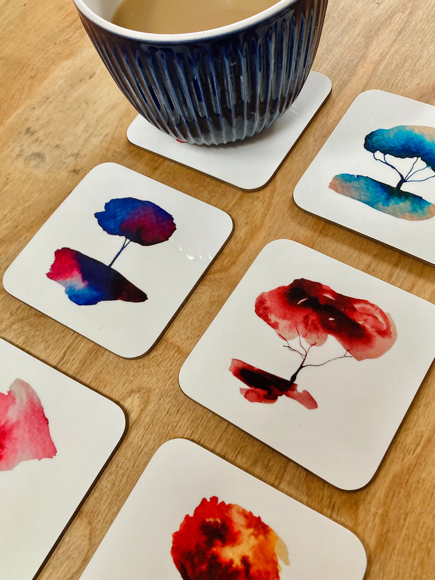 Watercolour Tree Coasters - Pack of 4
