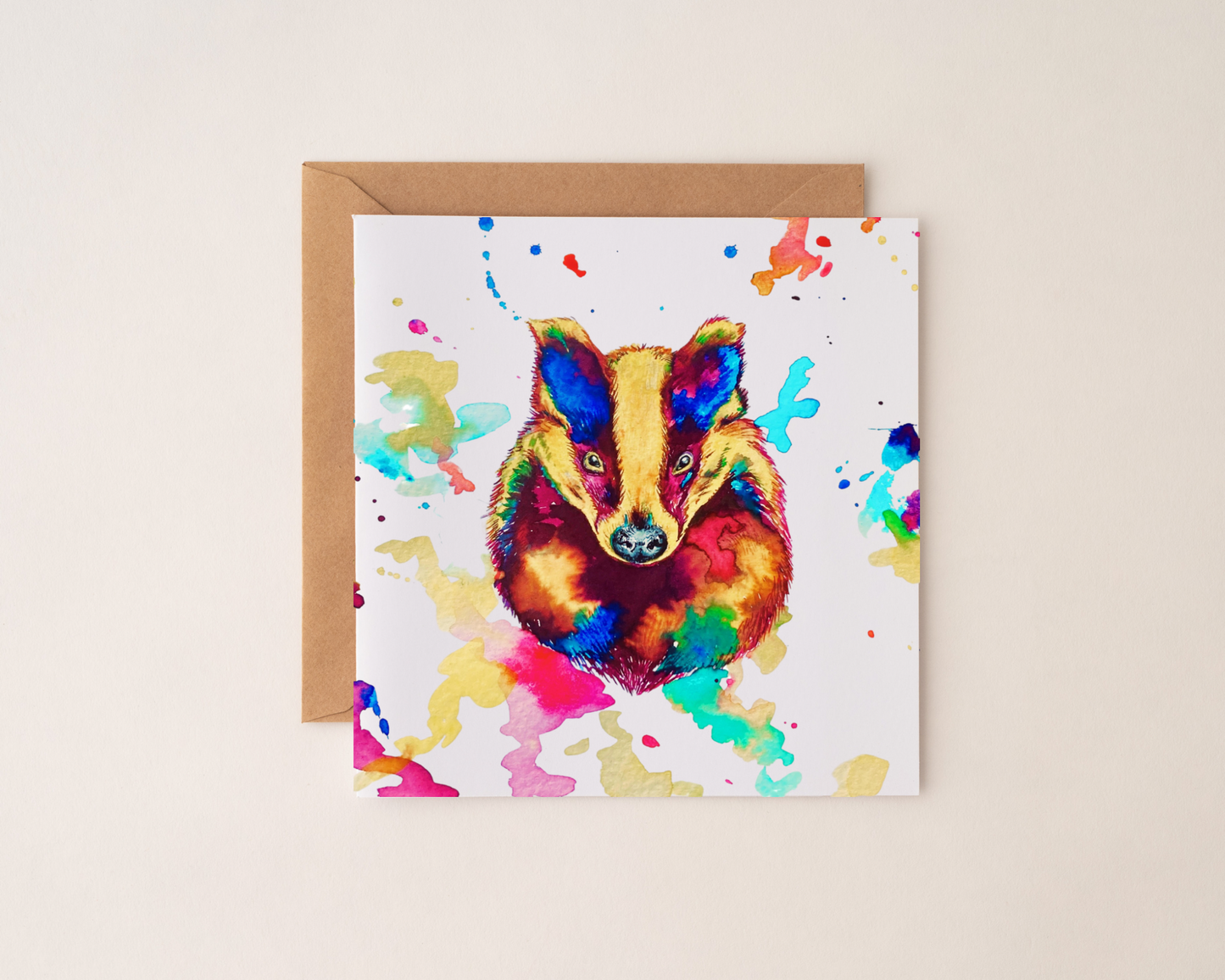 Watercolour Badger Card *Seconds*