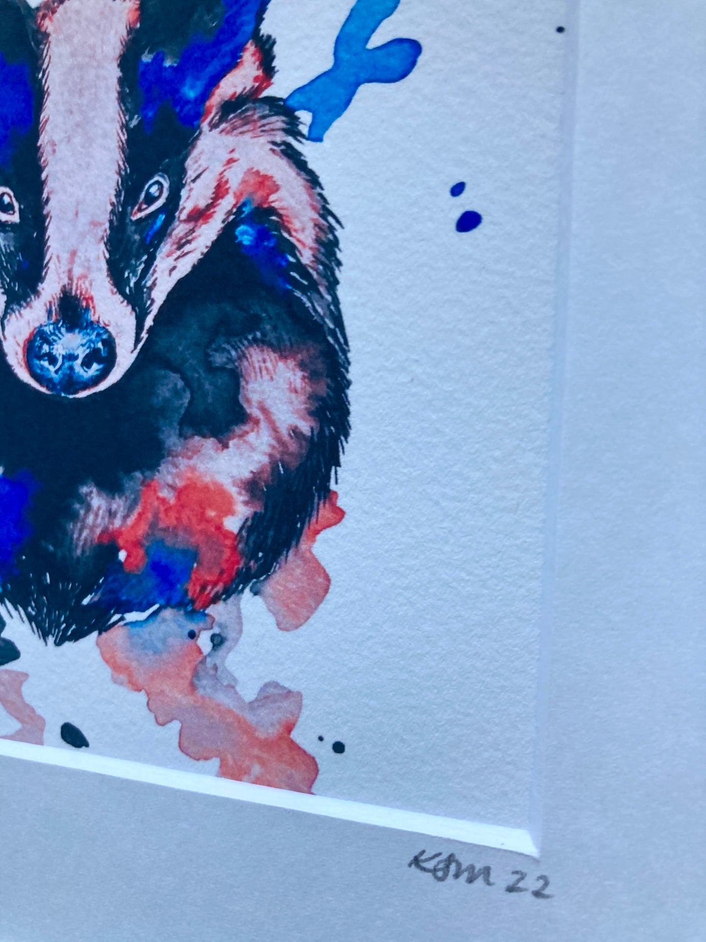 Watercolour Badger Fine Art Print *Seconds*