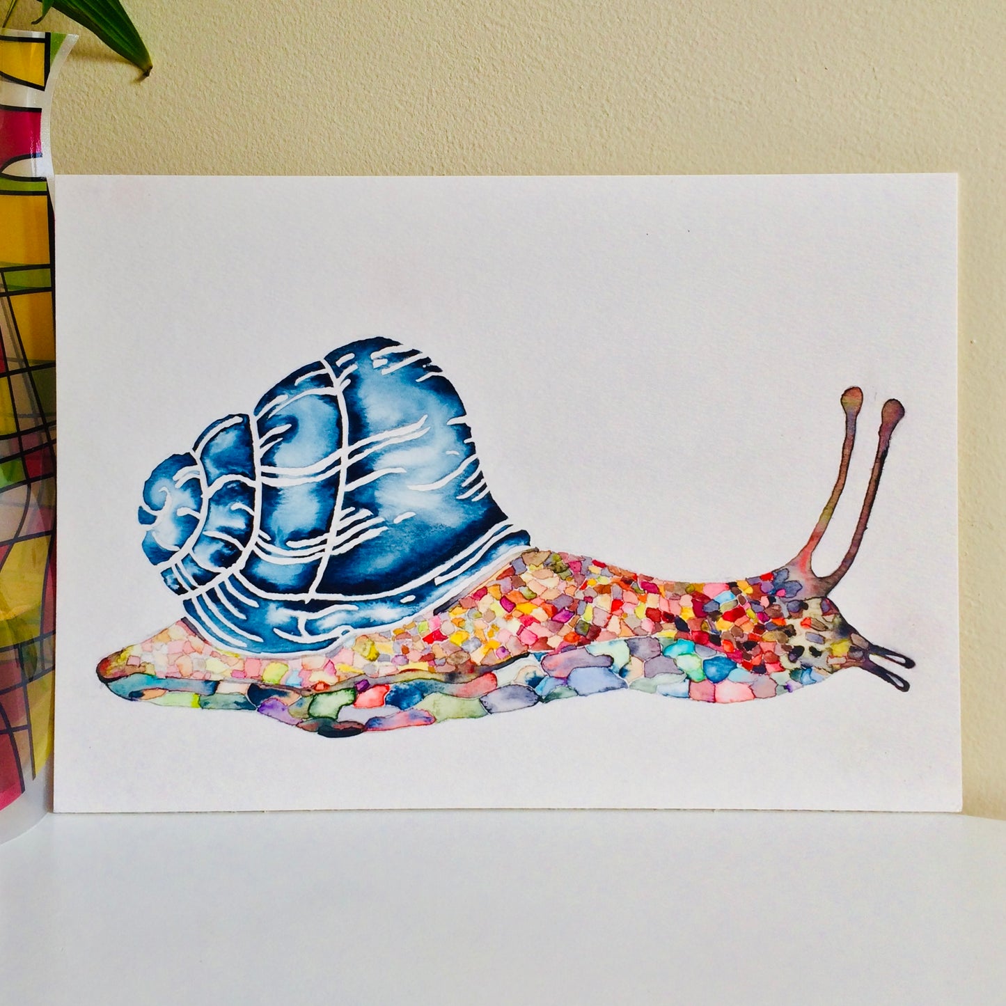 Snail Framed Watercolour Painting