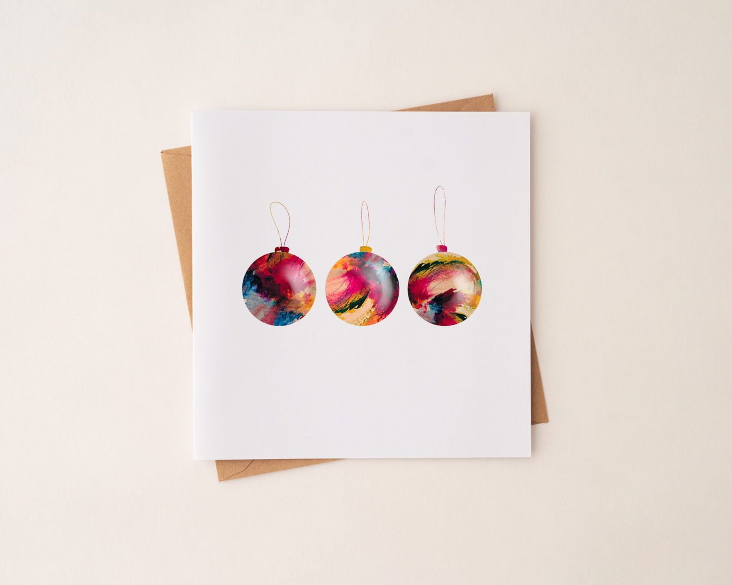 Watercolour Baubles Card *Seconds*