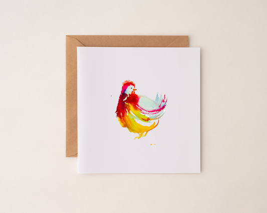 Look Both Ways Watercolour Chicken Card *Seconds*