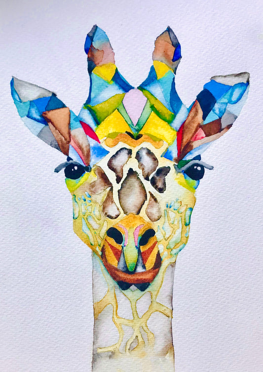 Giraffe Framed Watercolour Painting