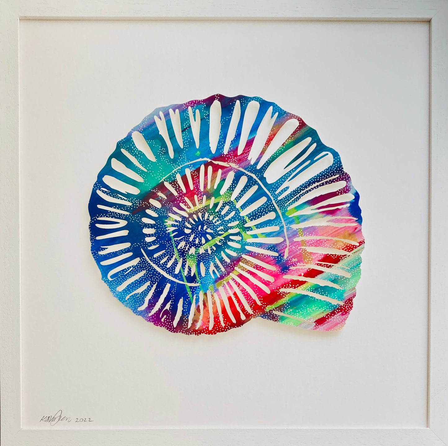 Ammonite Framed Watercolour Papercut