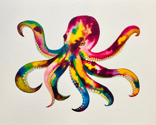 Octopus Framed Watercolour Painting